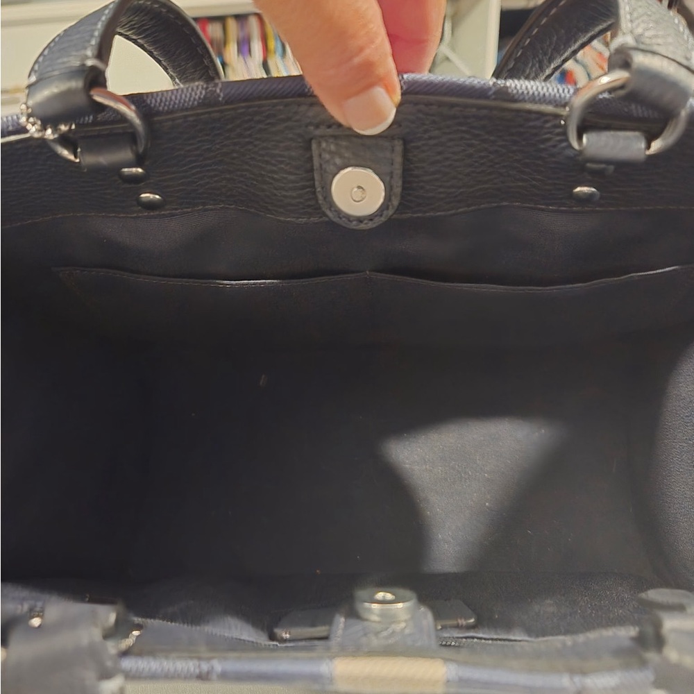 Coach Navy and Black Signature Tote - Picture 7 of 9